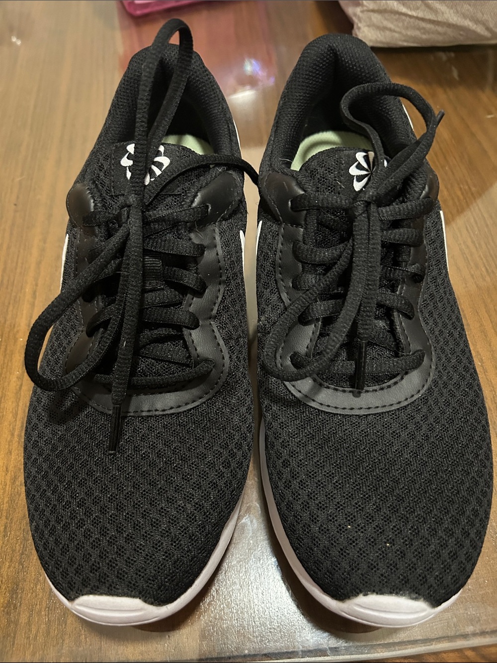 Nike Women’s Black Mesh Lace-Up Sneakers with White Outsoles